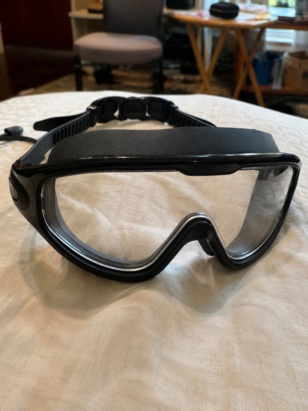 Scizor BLACK Swim Goggles: Big Frame, Anti-Fog, UV Protect, No Leak, Silicone
